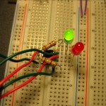 Testing the PWM software on the PIC12F675 before gluing it to the circuit.